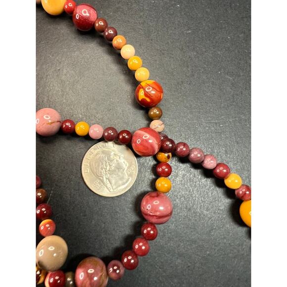 NEW Mookaite Jasper station 36 inch necklace with sterling silver clasp - Picture 11 of 15